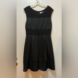 SD collection black formal/cocktail dress. box pleated cap sleeve- size 10